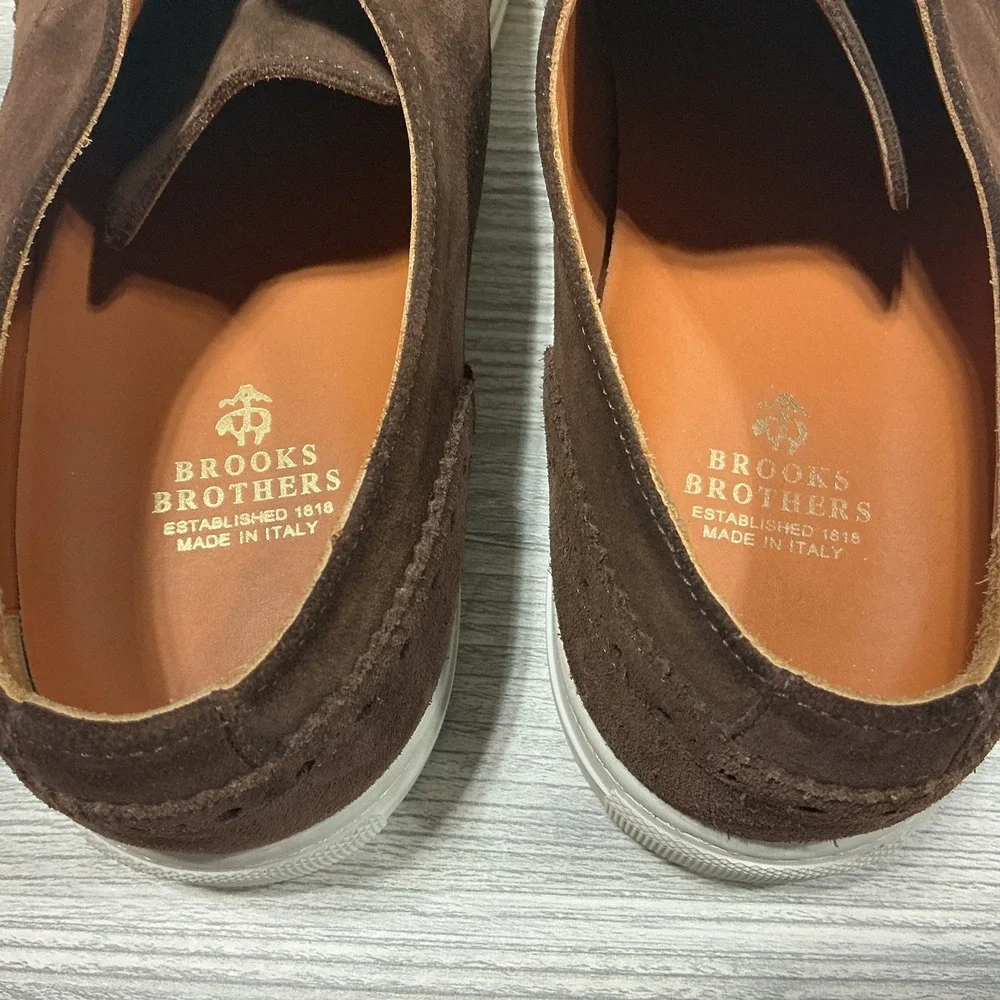 Brooks Brothers 1818 Italy Brown Suede Leather Wingtip Lace Up Men's 10.5 Shoes